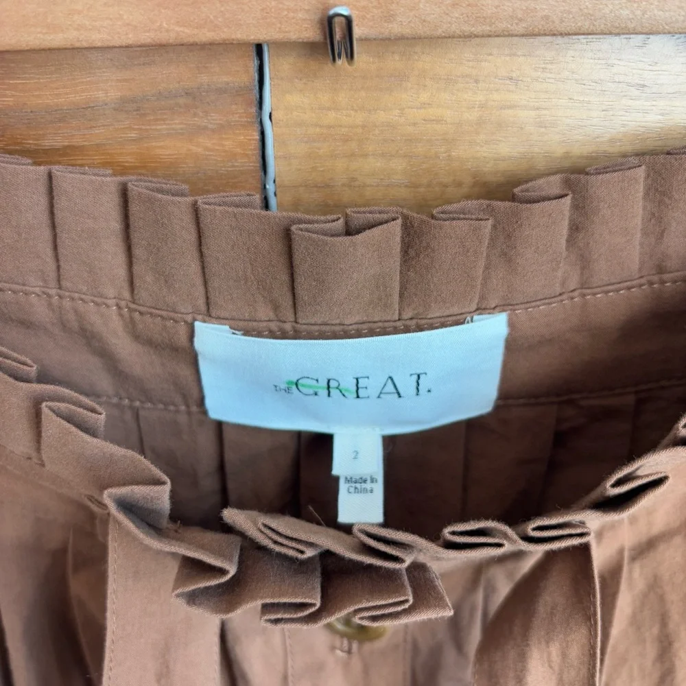 THE GREAT. THE TREELINE SKIRT SUNTAN, SIZE US M / 2 - Picture 14 of 16